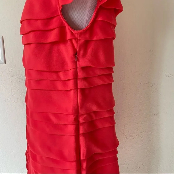 French Connection Tiered Layered Summer Coral Penny Dress Size 40 - Picture 9 of 12